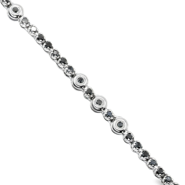 14k White Gold Black Diamond Tennis Chain 5.01 ctw